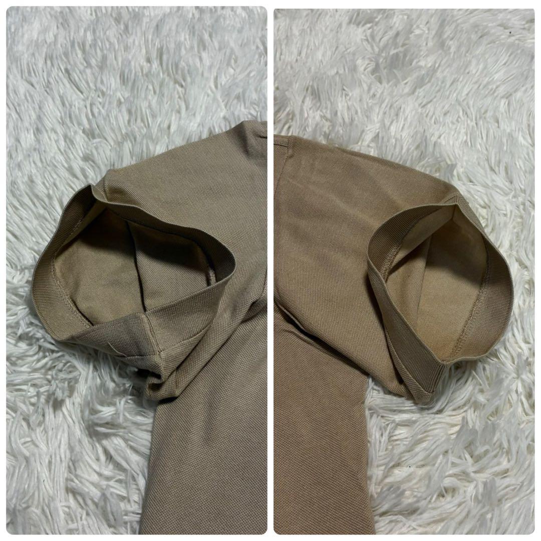 美品/XL HERMES 半袖ポロシャツ 刺繍ロゴ　ヴィンテージ　ライトブラウン