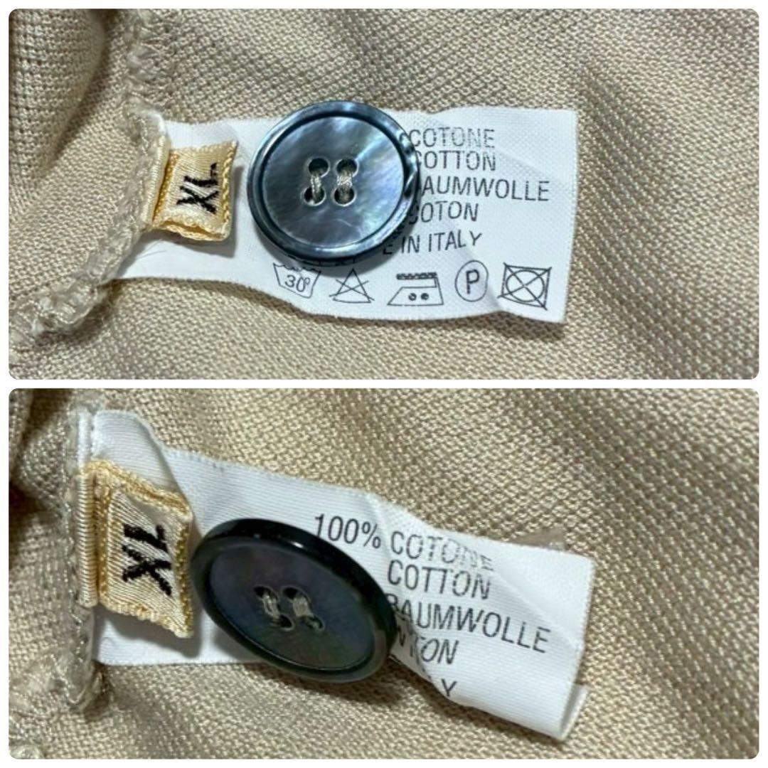 美品/XL HERMES 半袖ポロシャツ 刺繍ロゴ　ヴィンテージ　ライトブラウン