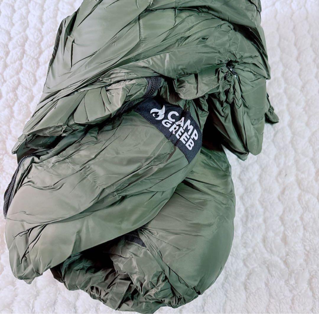 CAMP GREEB ダウンシュラフ 秋冬春用 寝袋 ダウン マミー型