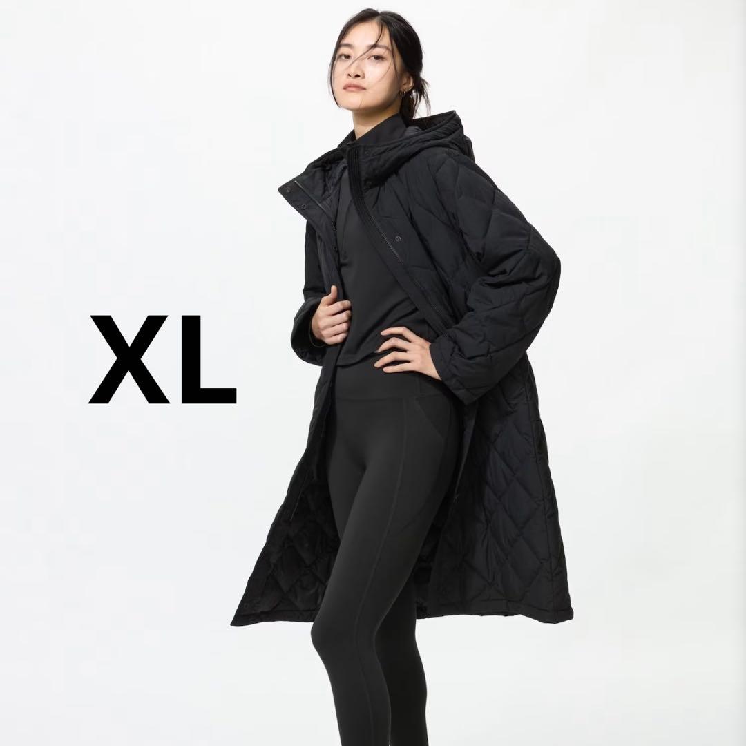 ユニクロ パフテックロングコートリラックスフィット XL ブラック UNIQLO