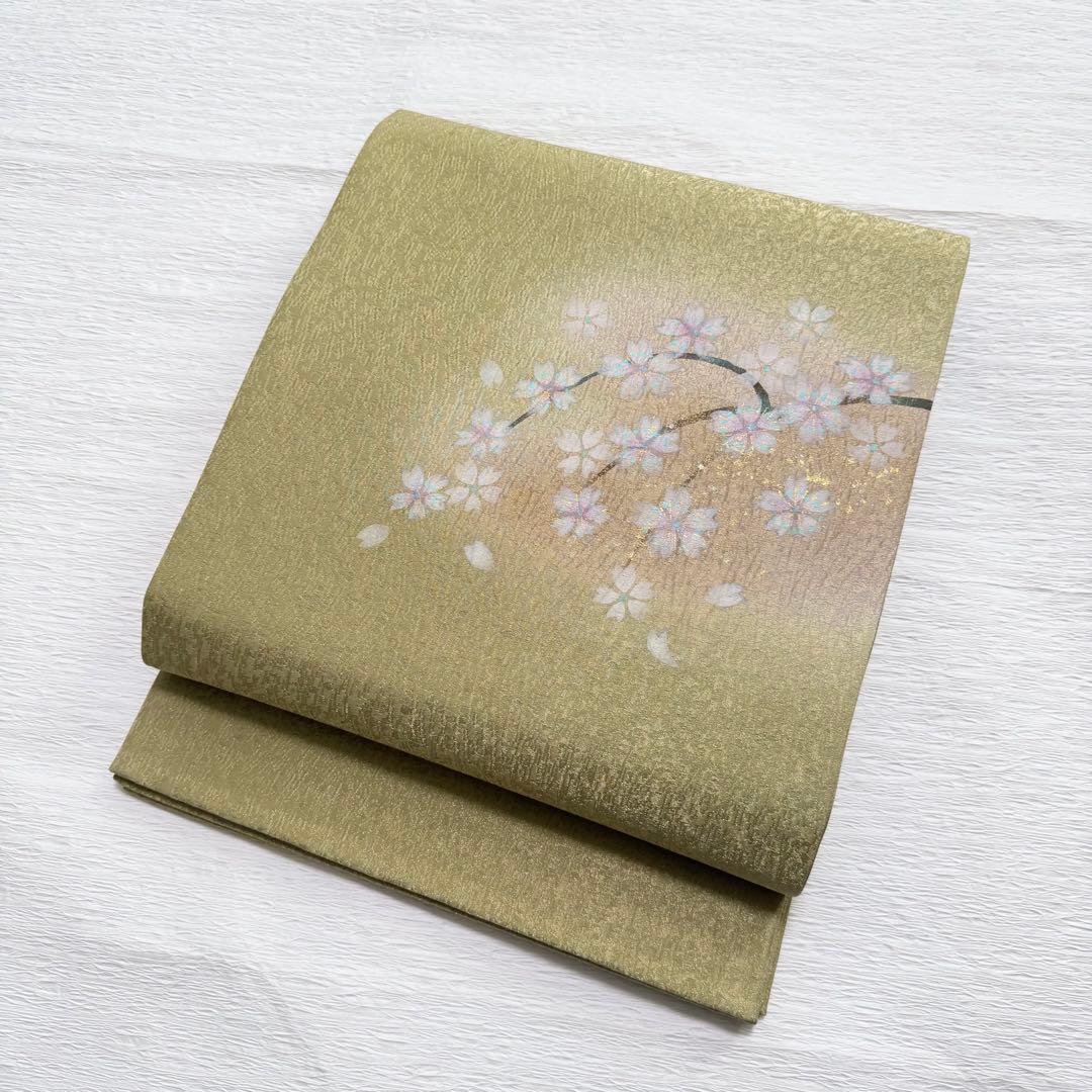 m-43＋　m-32 浅井清仁 桜 手描き 袋帯 正絹 未使用極美品