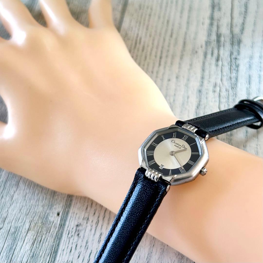 【電池交換済.】Christian Dior ディオール 腕時計 オクタゴン 革