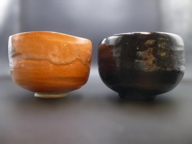 楽吉左衛門　十代　旦入　赤黒茶碗／共箱／銘「高砂」／裏千家十四代　淡々斎極め箱