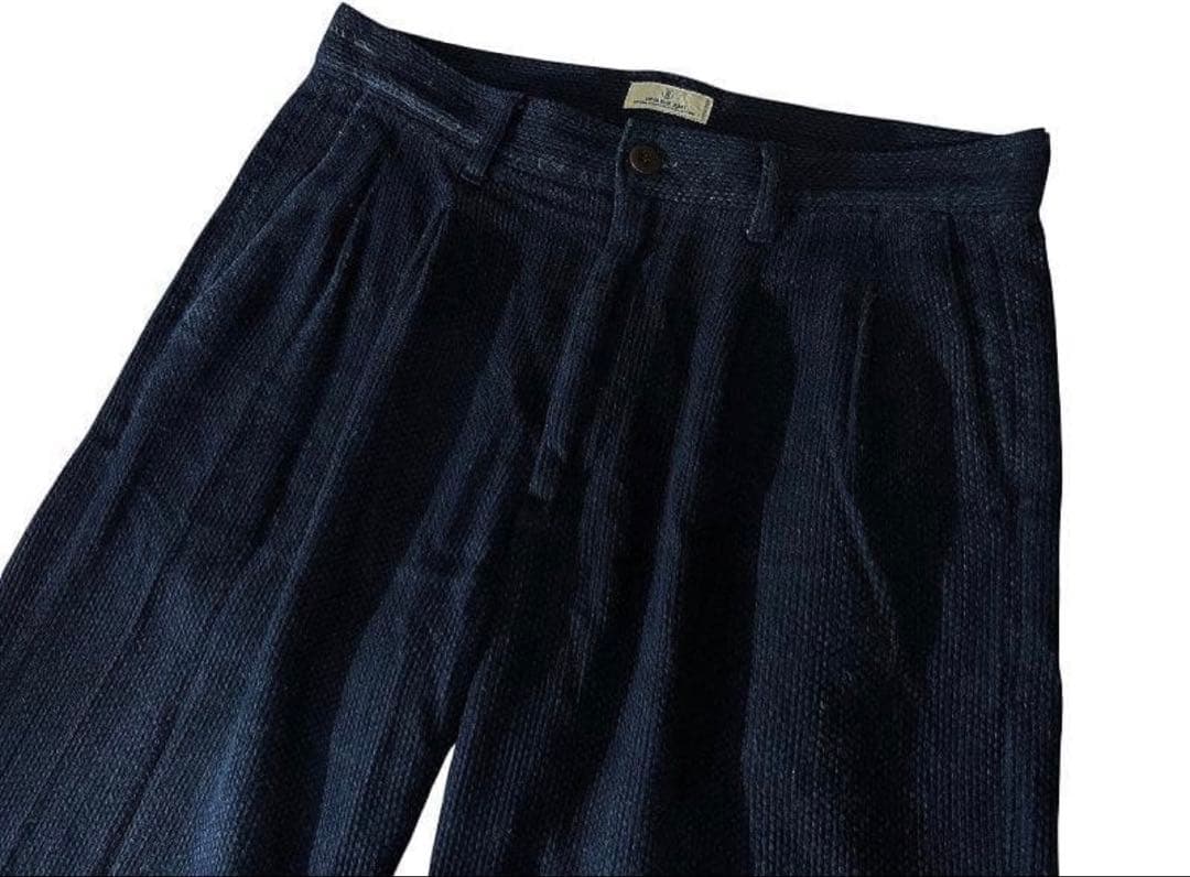 状態良　ジャパンブルージーンズ インディゴ刺し子スラックス　モンペ　28 藍色