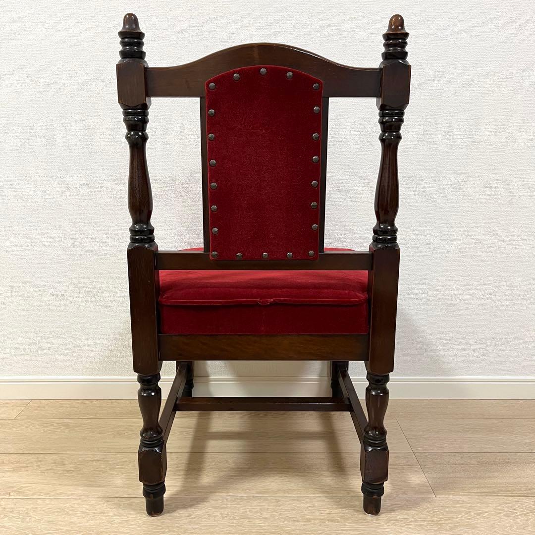 そ12【ヴィンテージ 鋲打ち椅子】高級感あるベルベット張り ダイニングチェア