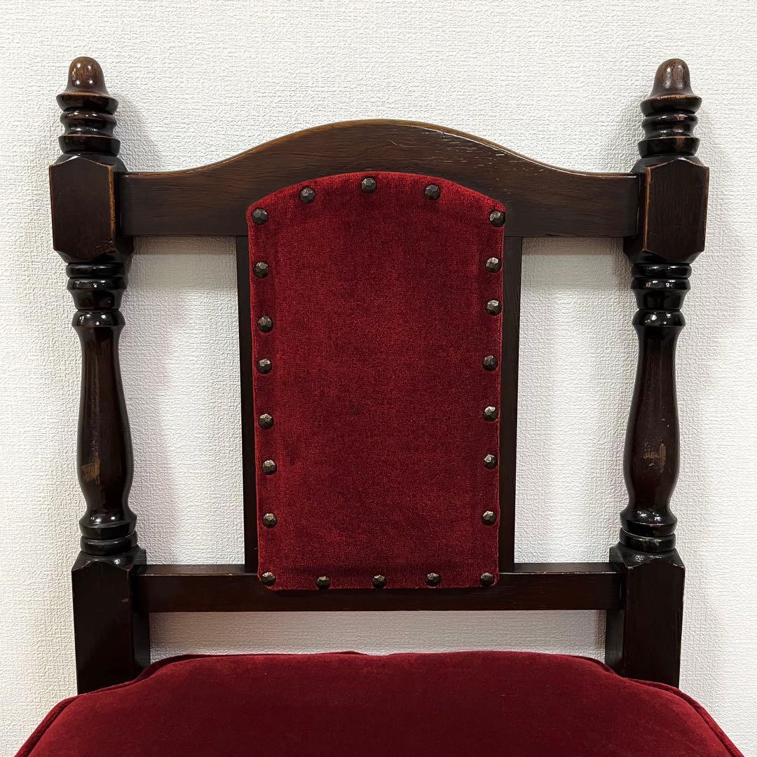 そ12【ヴィンテージ 鋲打ち椅子】高級感あるベルベット張り ダイニングチェア