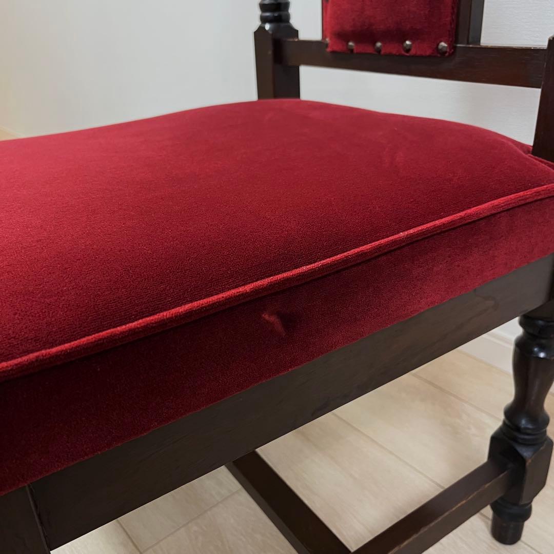 そ12【ヴィンテージ 鋲打ち椅子】高級感あるベルベット張り ダイニングチェア