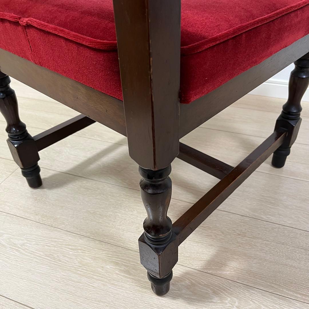 そ12【ヴィンテージ 鋲打ち椅子】高級感あるベルベット張り ダイニングチェア