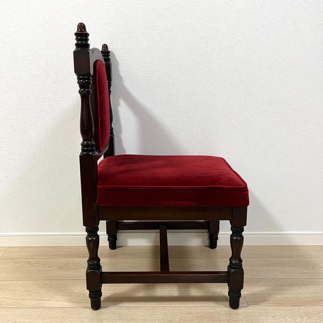 そ12【ヴィンテージ 鋲打ち椅子】高級感あるベルベット張り ダイニングチェア