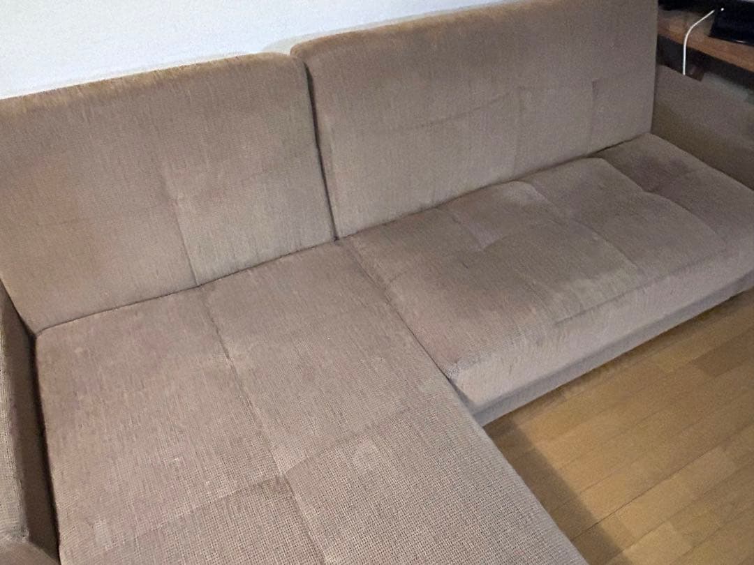 【フランスベット/都内近郊のみ】ブラウン L字型ソファベット　4人がけ