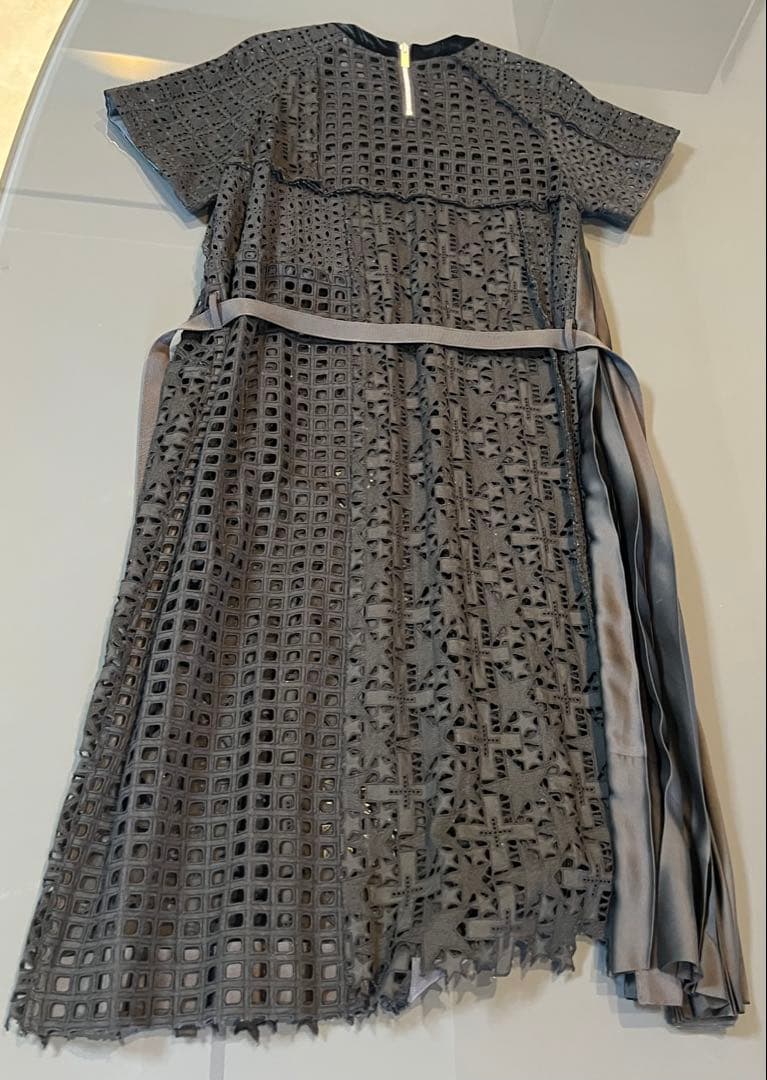 sacai メッシュロングワンピース ブラック　サカイ