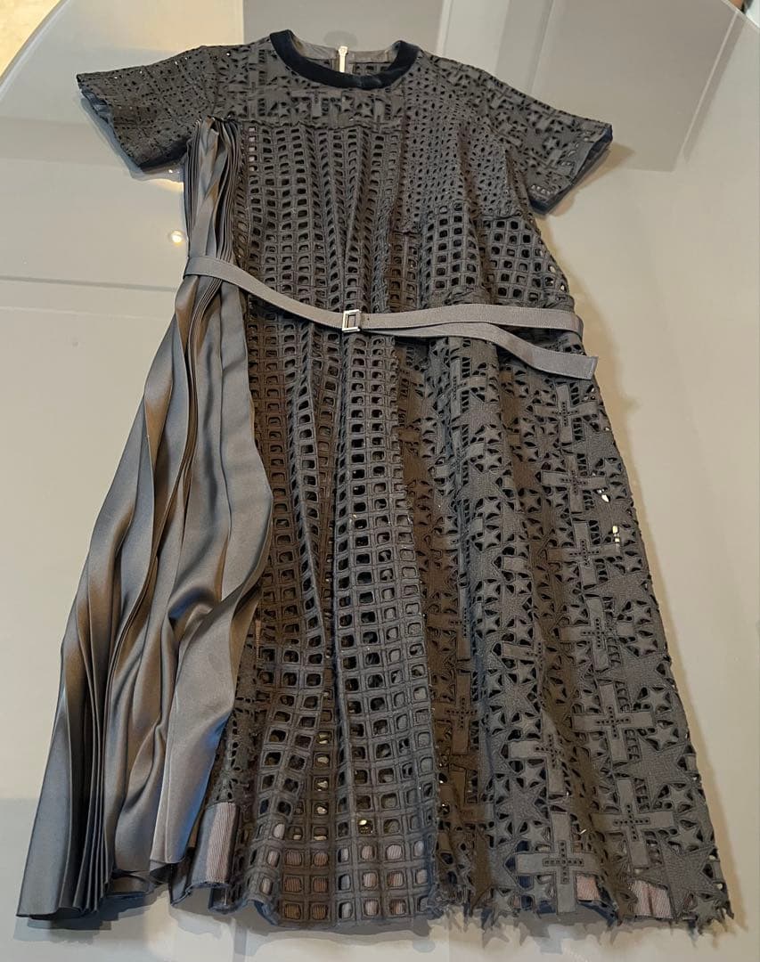 sacai メッシュロングワンピース ブラック　サカイ