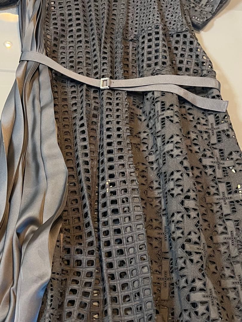 sacai メッシュロングワンピース ブラック　サカイ