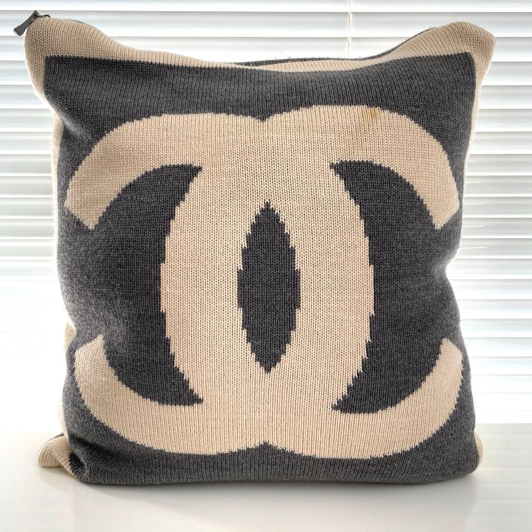 シャネル ダブルフェイスクッションカバー カシミヤ混 CHANEL