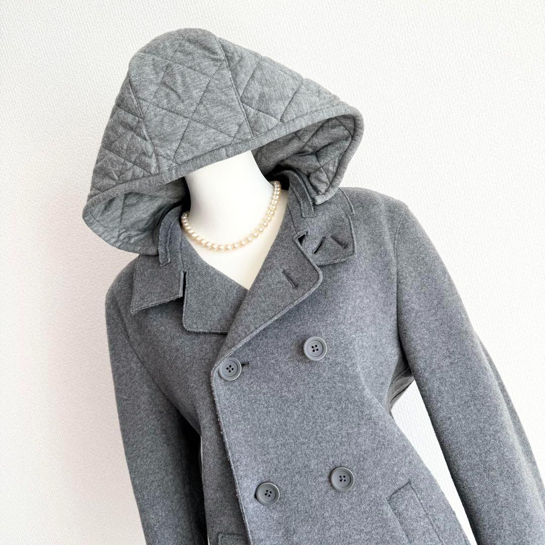 HERNO Resort 縮絨ウールピーコート フード取外し可 2way 48
