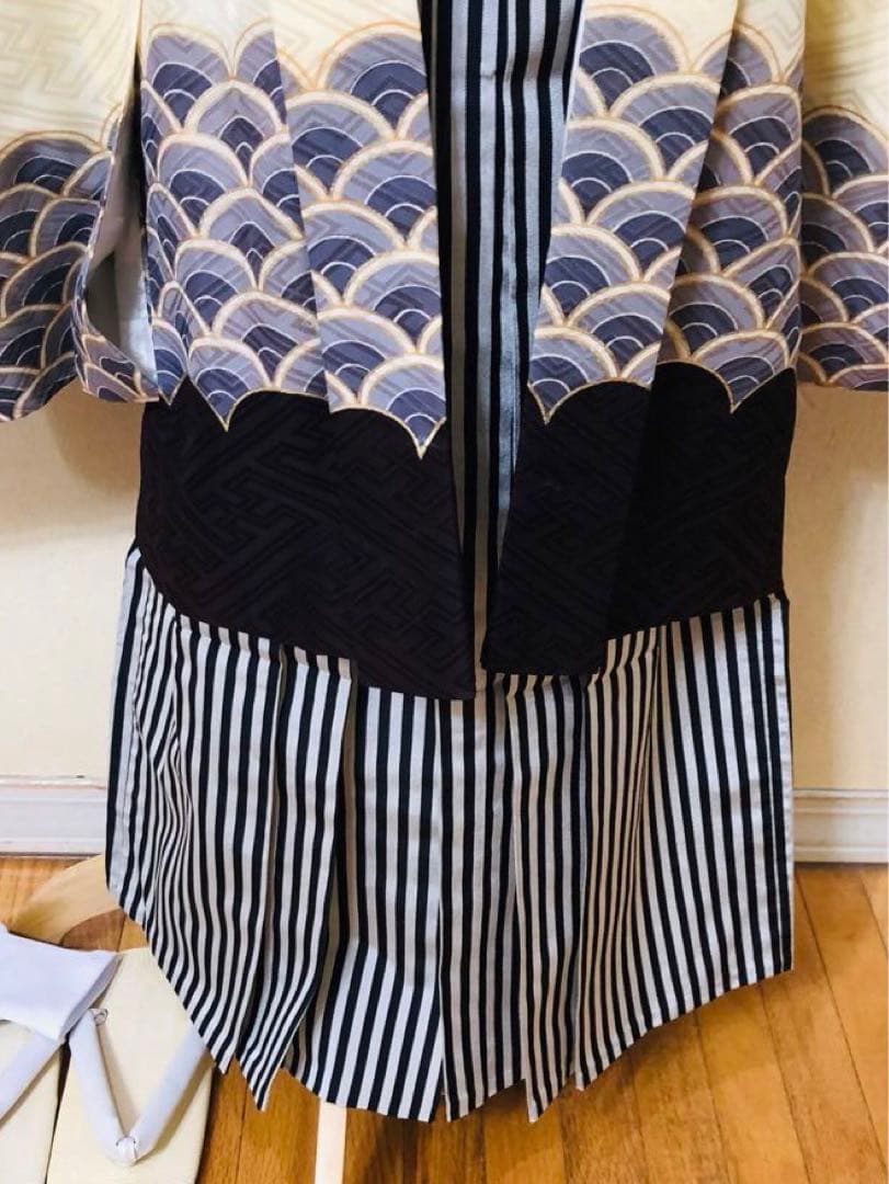 七五三 五歳‼️鷹 荒波 金彩❤️深紫にクリーム系 完全フルセット‼️家から揃える無し