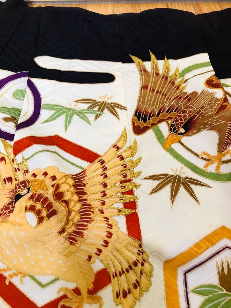 七五三 五歳‼️鷹 荒波 金彩❤️深紫にクリーム系 完全フルセット‼️家から揃える無し