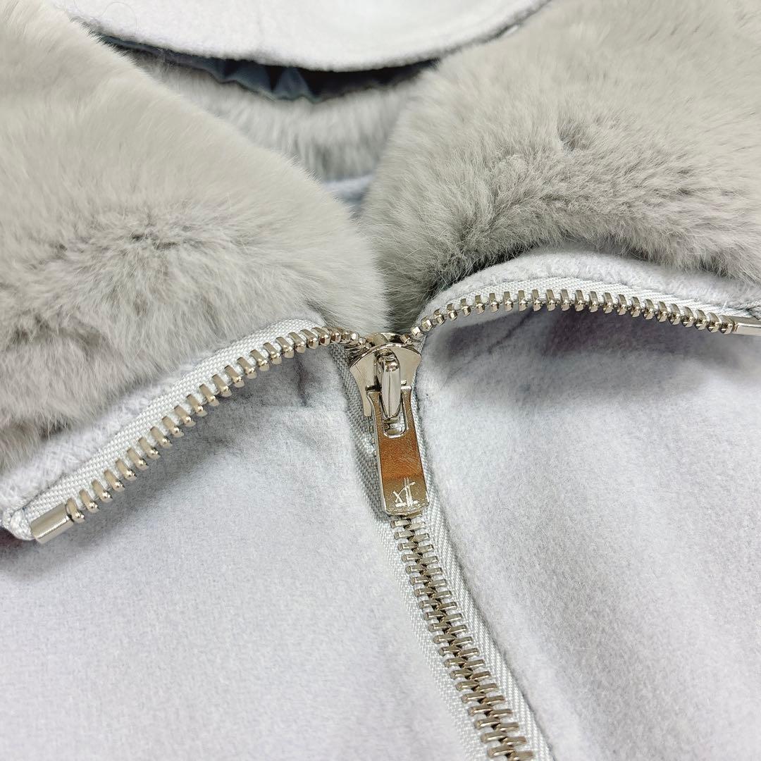 美品 グレースクラス カシミヤ混 レッキスファー衿ケープ グレー