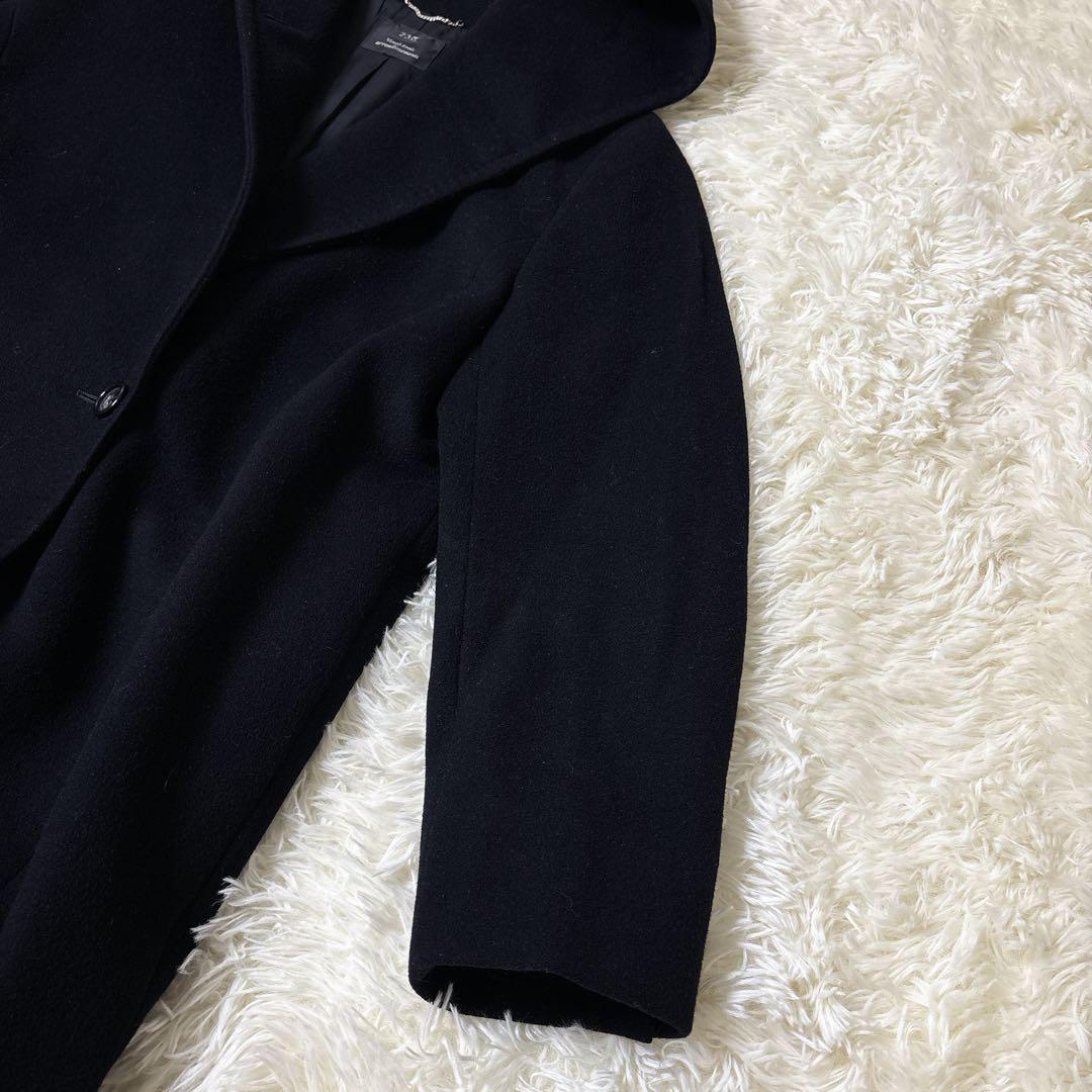 大きいサイズ46✨23区 ウール アンゴラ ビーバーフーデットコート ネイビー