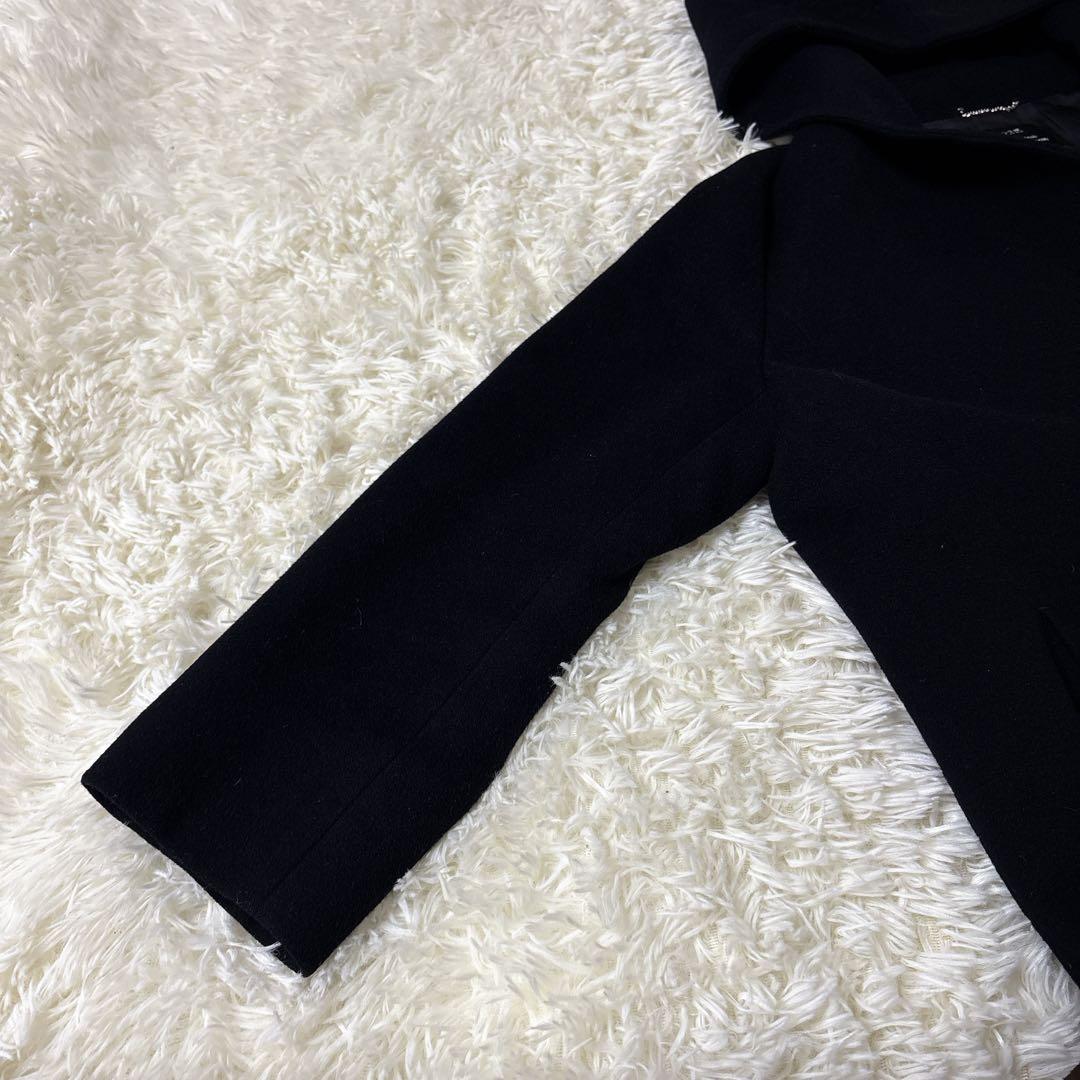 大きいサイズ46✨23区 ウール アンゴラ ビーバーフーデットコート ネイビー