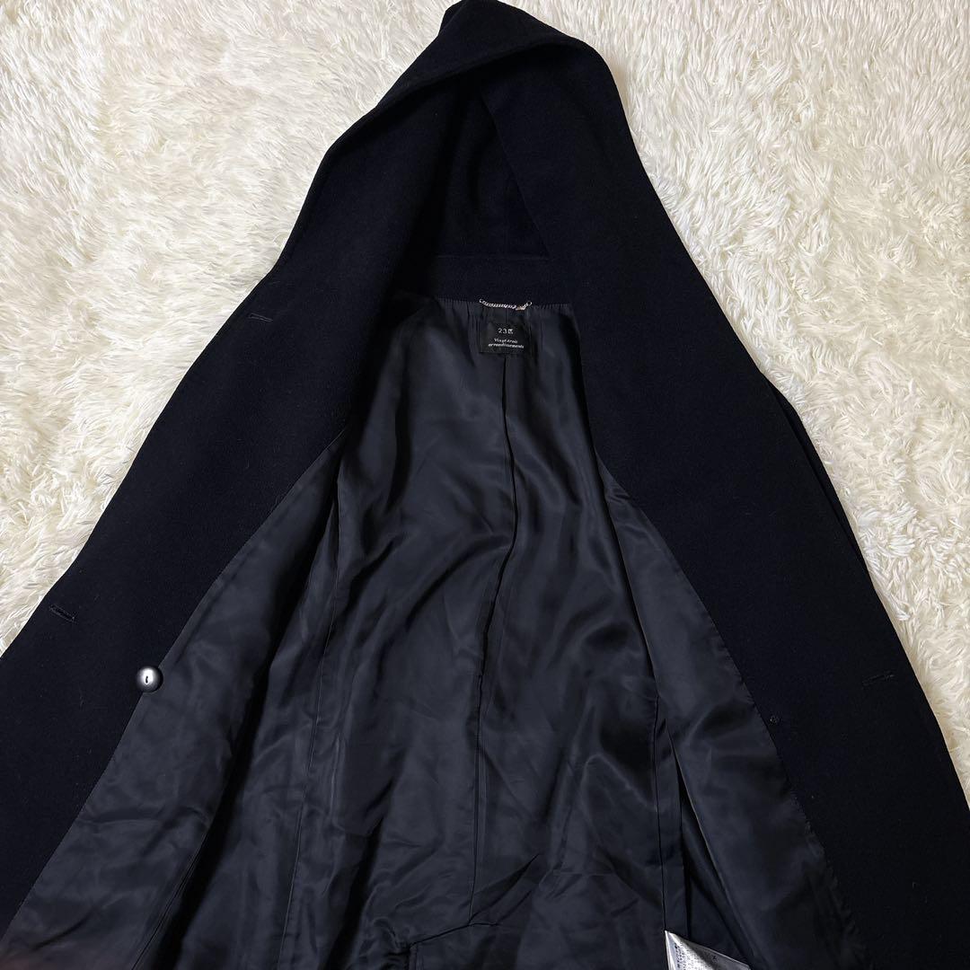 大きいサイズ46✨23区 ウール アンゴラ ビーバーフーデットコート ネイビー