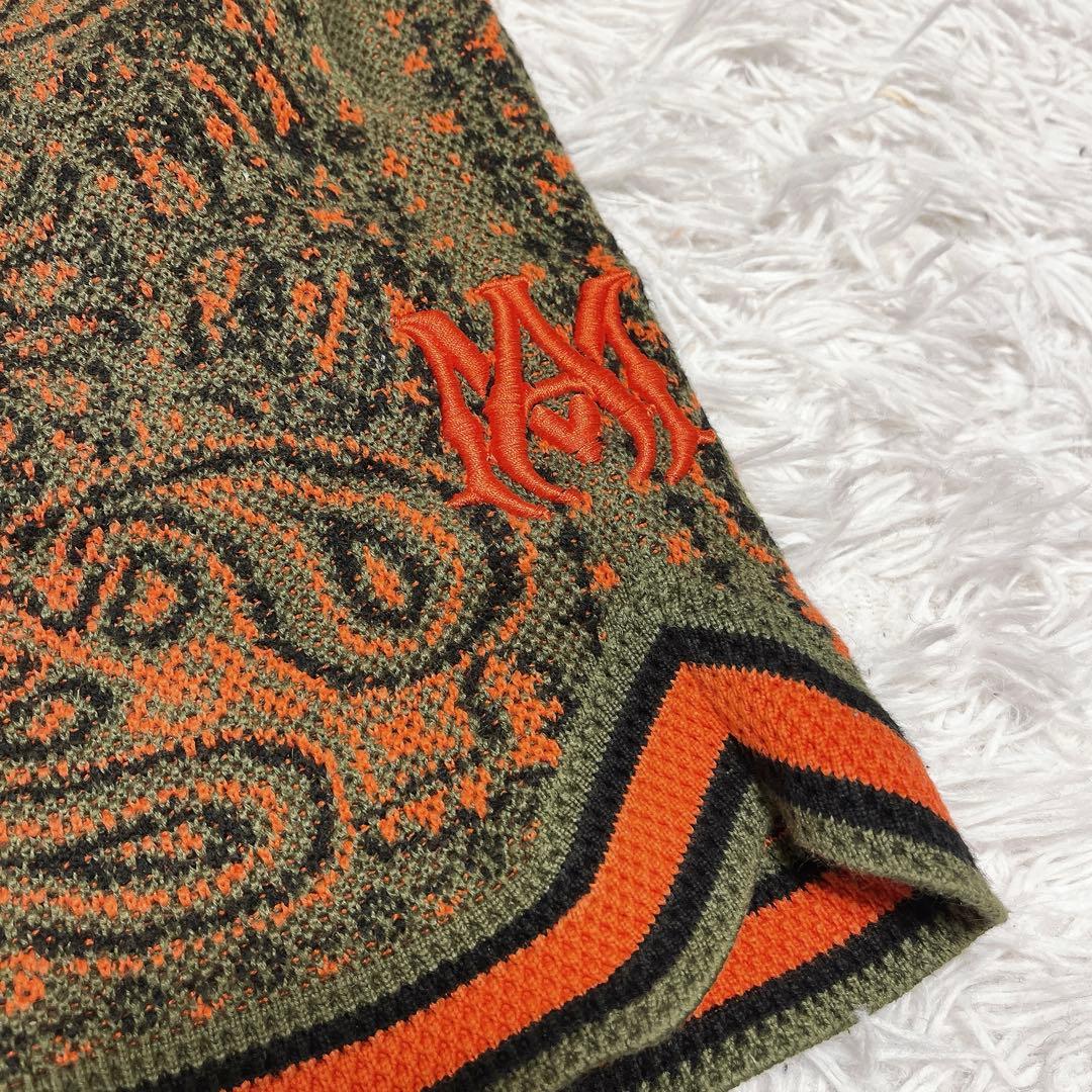 アミリ ショートパンツ メンズ カーキ オレンジ ペイズリー柄 S