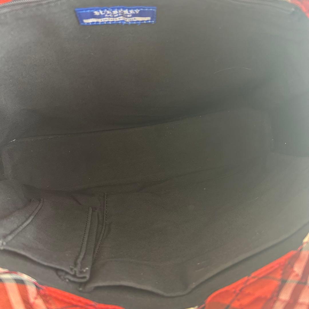 【美品】 バーバリーブルーレーベル ノバチェック ミニトート ハンドバッグ 赤