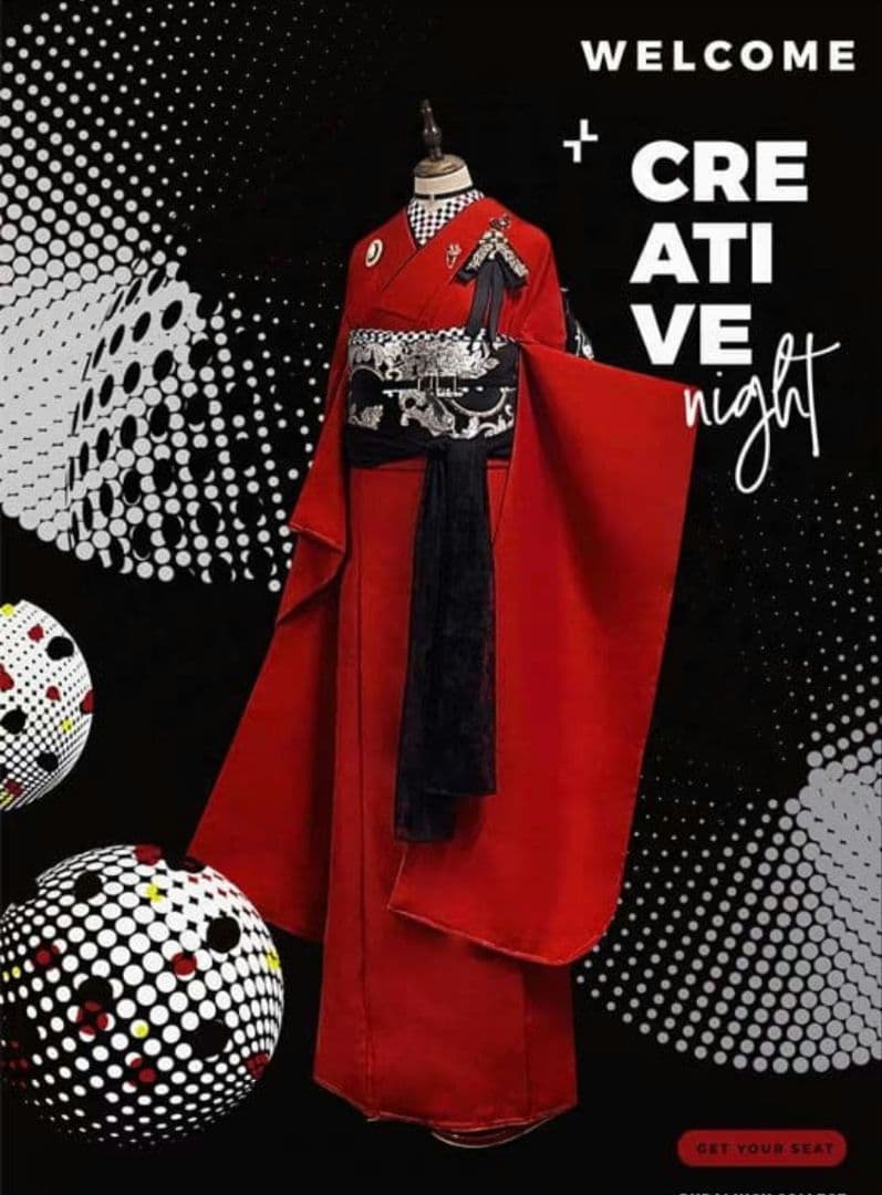 赤　色無地　振袖　キモノハーツ　キモノマチ　ふりふ　好きな方へ　モダン　レトロ