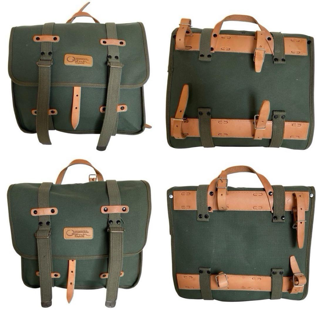 美品　オーストリッチ　サイドバッグ　自転車　2つセット　カーキ