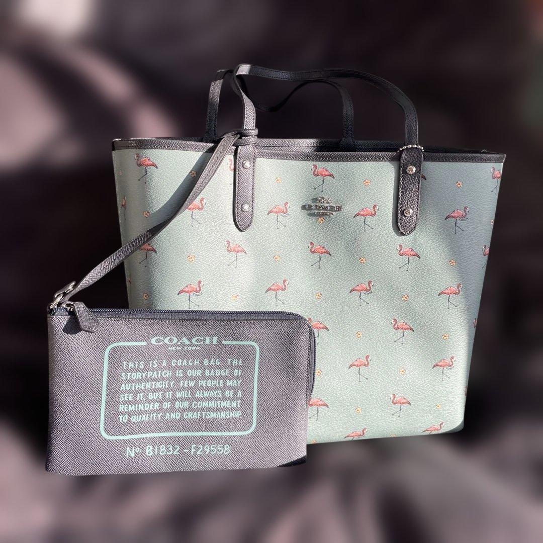 COACH 大容量　コーチ　トートバッグ　ブラック　美品　A4 ポーチ付き