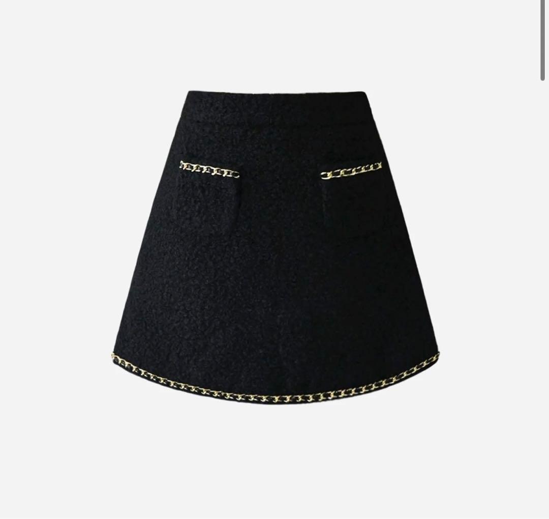 新品タグ付き✨Mサイズ　ゴールドチェーンツィードキュロット