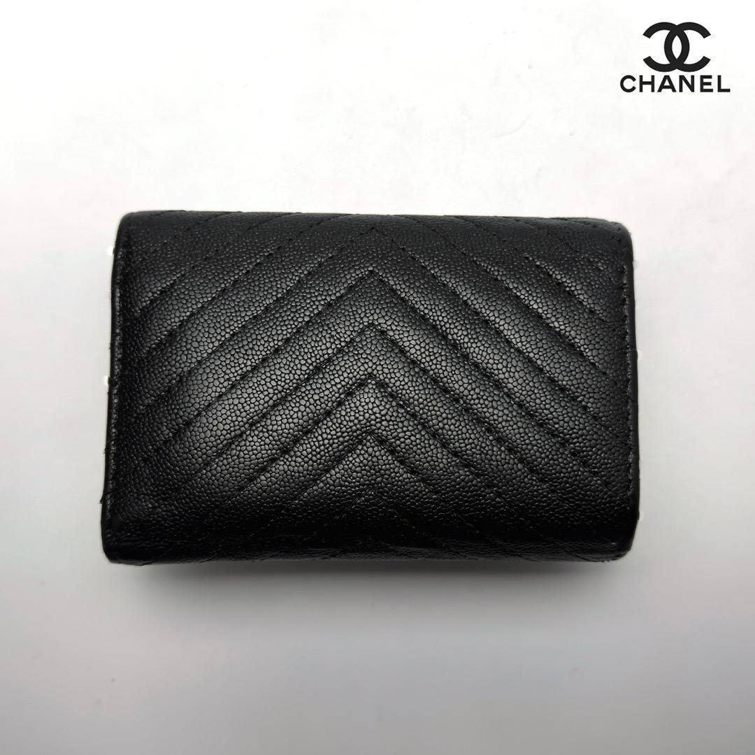 正規品　CHANEL ボーイシャネル　ジェブロン　Wホック　三つ折り財布