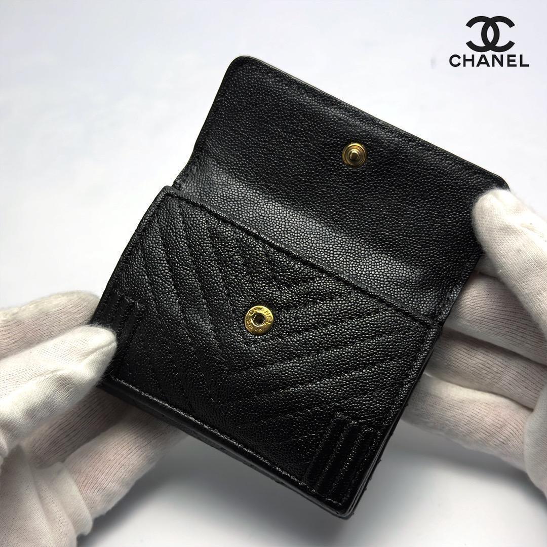 正規品　CHANEL ボーイシャネル　ジェブロン　Wホック　三つ折り財布