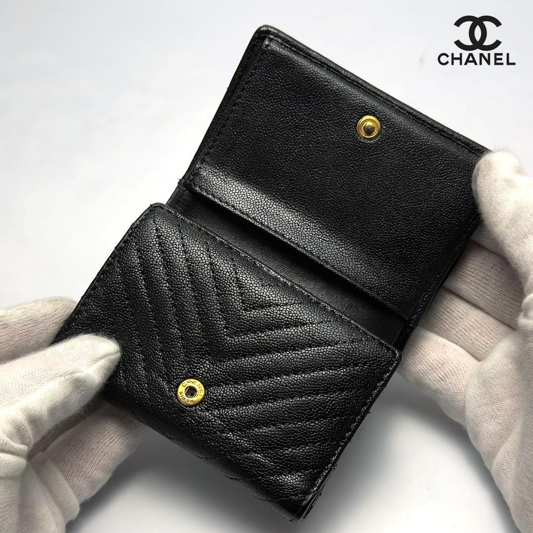 正規品　CHANEL ボーイシャネル　ジェブロン　Wホック　三つ折り財布