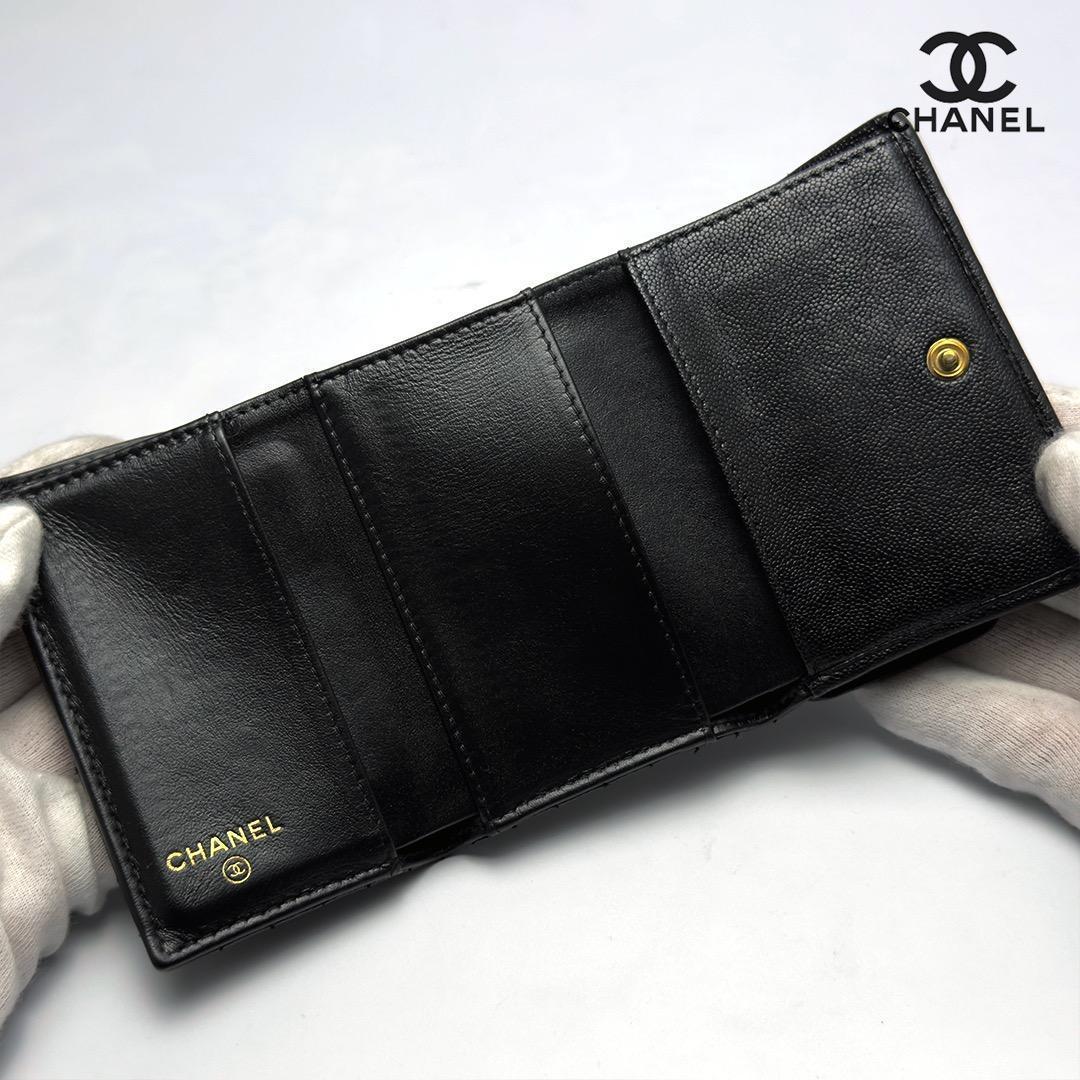 正規品　CHANEL ボーイシャネル　ジェブロン　Wホック　三つ折り財布