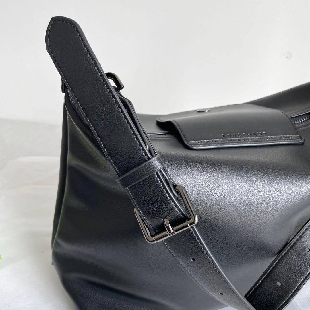 LONGCHAMP 新作 カーフスキン サイドバッグ ショルダーバッグ ブラック