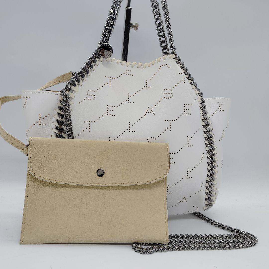 美品 ステラマッカートニー ショルダーバッグ 2way モノグラム 総柄 白