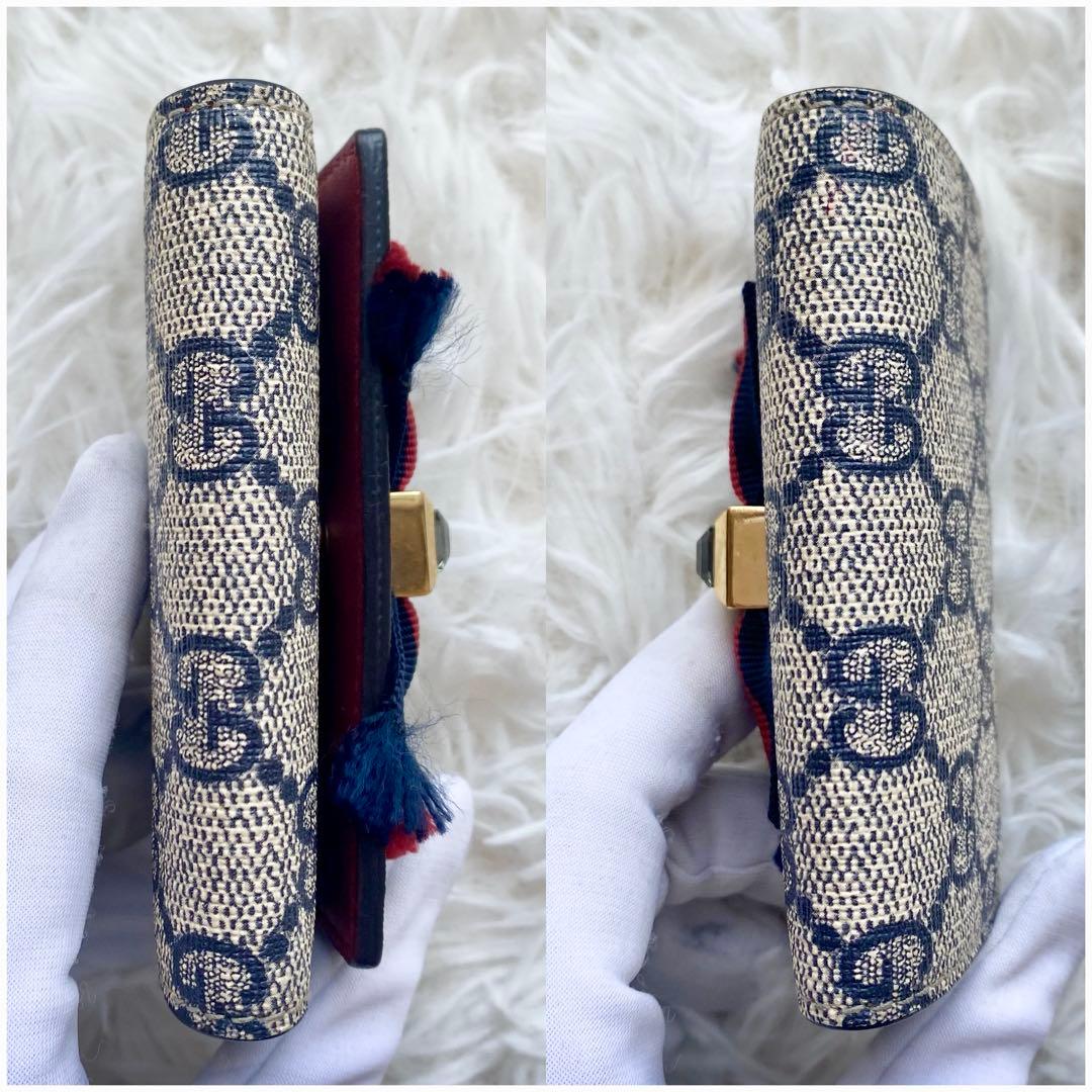 付属品完備✨美品✨グッチ ６連キーケース キャンバス PVC リボン バイカラー