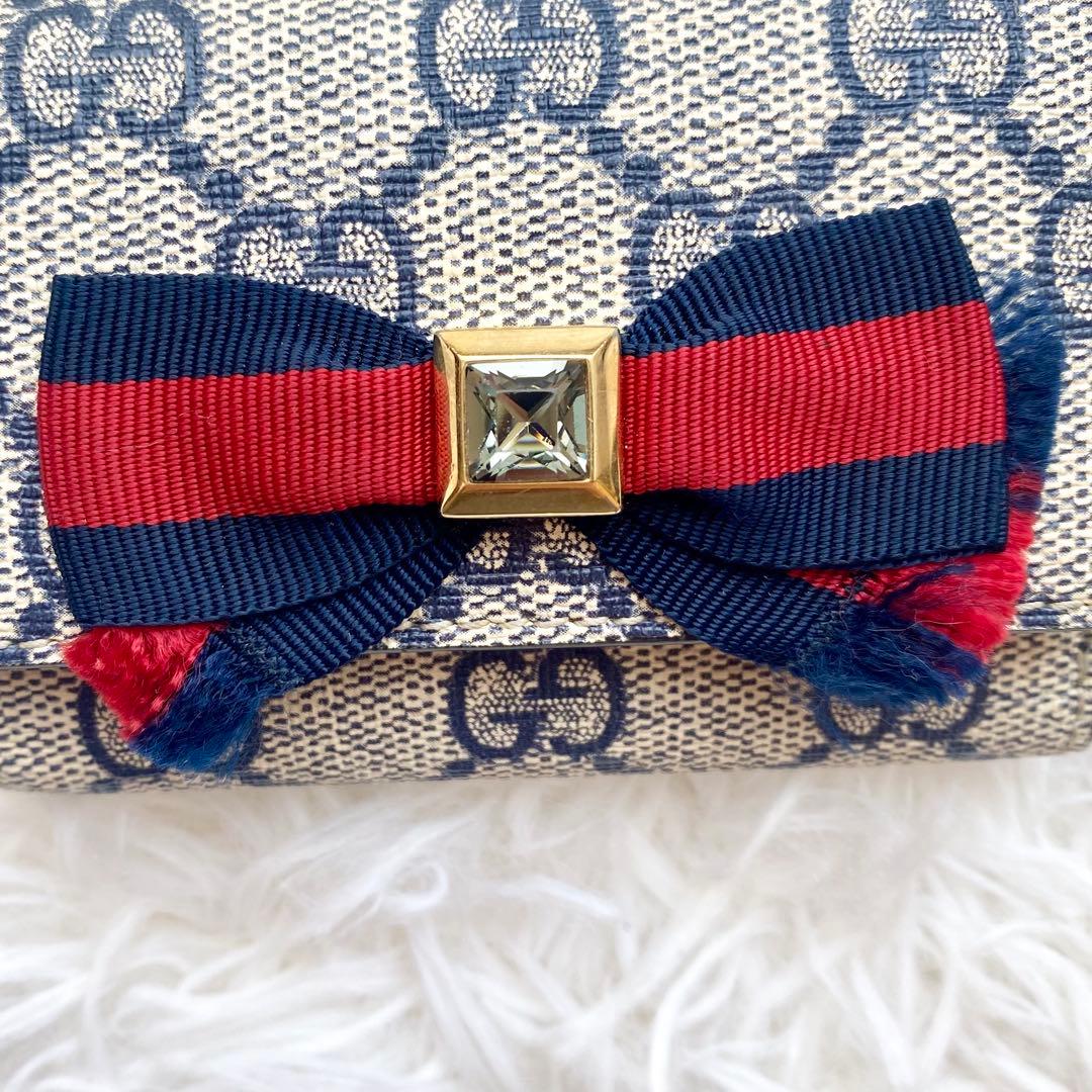 付属品完備✨美品✨グッチ ６連キーケース キャンバス PVC リボン バイカラー