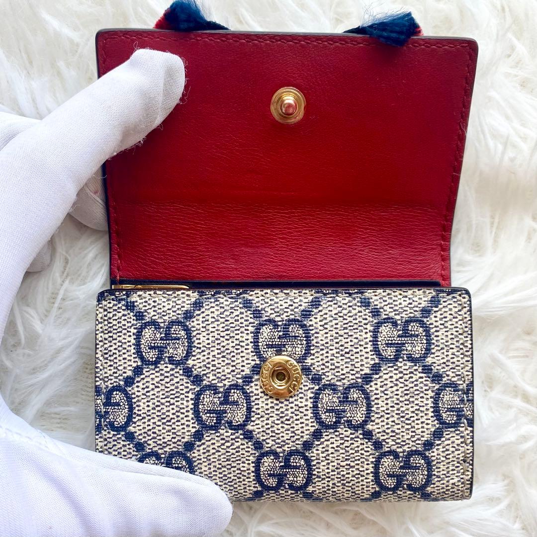 付属品完備✨美品✨グッチ ６連キーケース キャンバス PVC リボン バイカラー