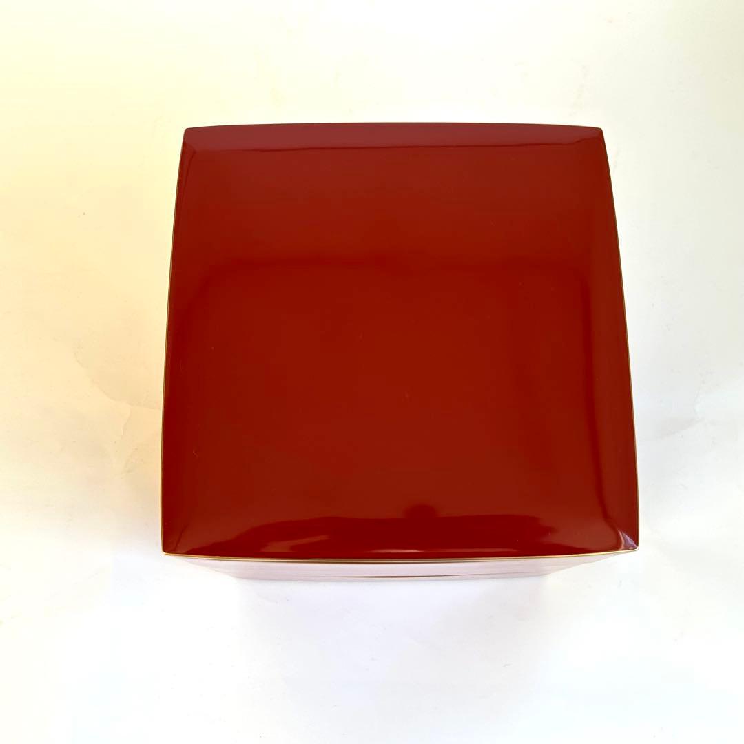 【美品】漆器 漆塗り 重箱 三段重箱 三段重 お重 朱モダン 会津塗り 和食器