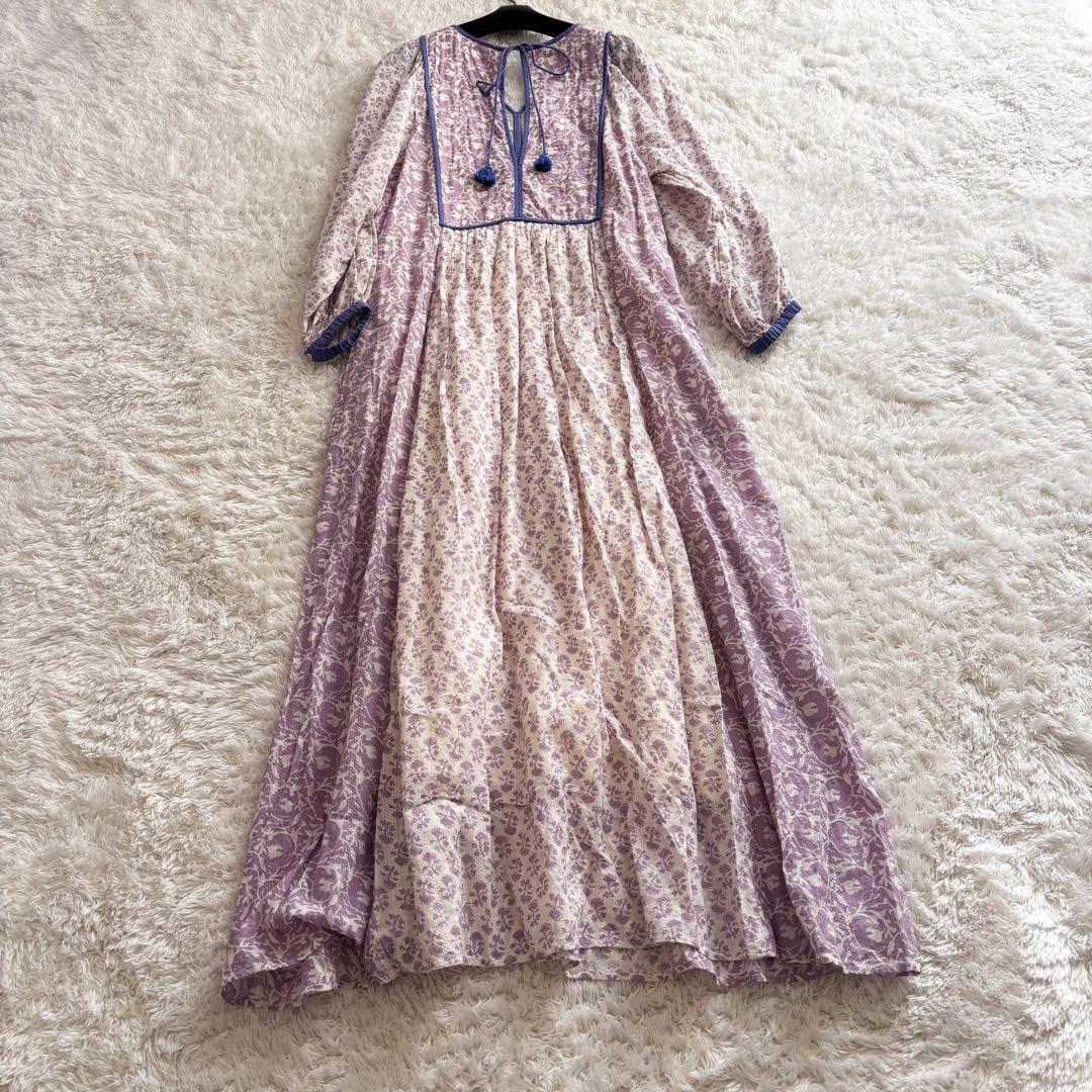 ヌキテパ コットンジャガードコンビギャザードレス 2023 桃着用　ワンピース