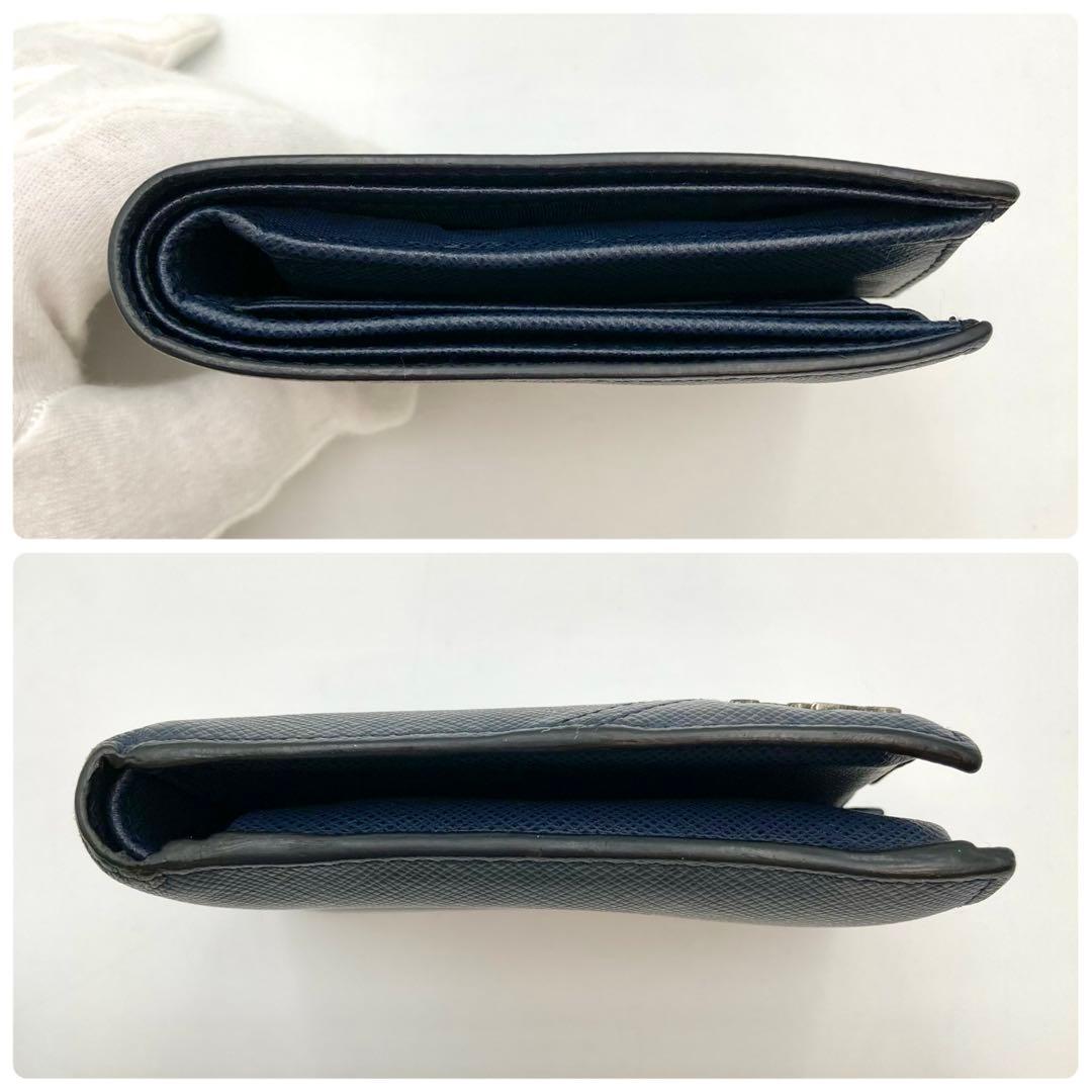 サンライナー✨PRADA 二つ折り財布 サフィアーノレザー 紺色 Gカード