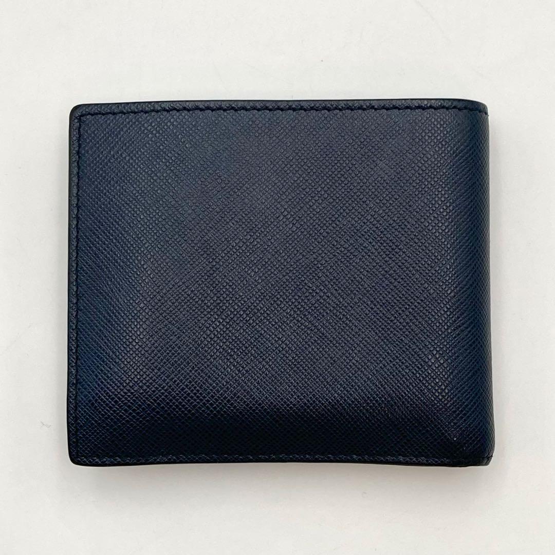サンライナー✨PRADA 二つ折り財布 サフィアーノレザー 紺色 Gカード