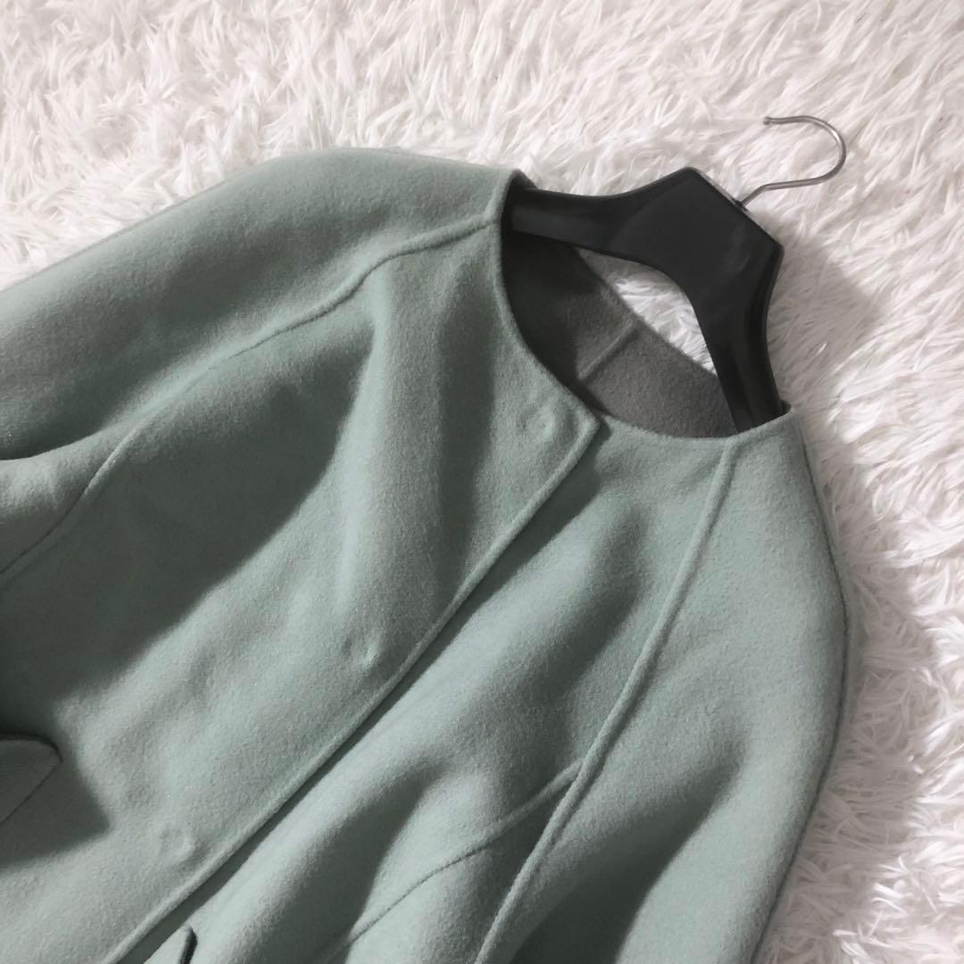 美品 ADORE ２ＴＯＮＥリバーコート ストール付き カシミヤ混 リバーシブル