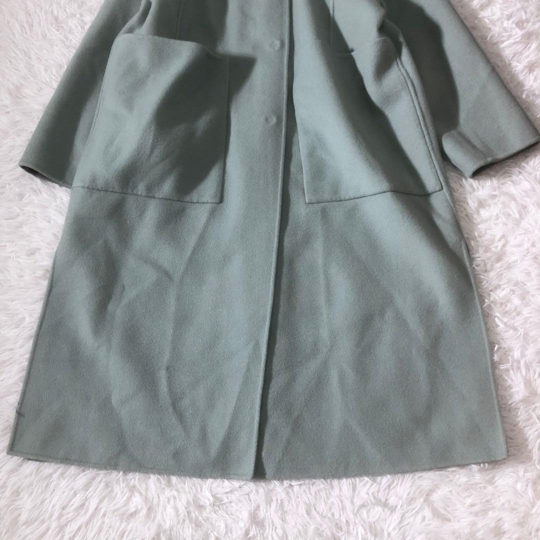 美品 ADORE ２ＴＯＮＥリバーコート ストール付き カシミヤ混 リバーシブル