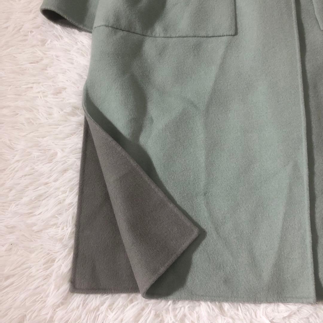 美品 ADORE ２ＴＯＮＥリバーコート ストール付き カシミヤ混 リバーシブル