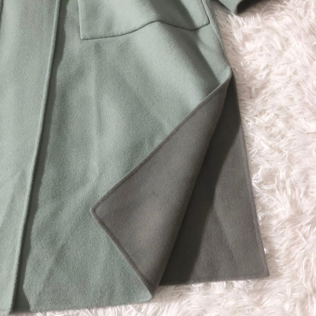 美品 ADORE ２ＴＯＮＥリバーコート ストール付き カシミヤ混 リバーシブル