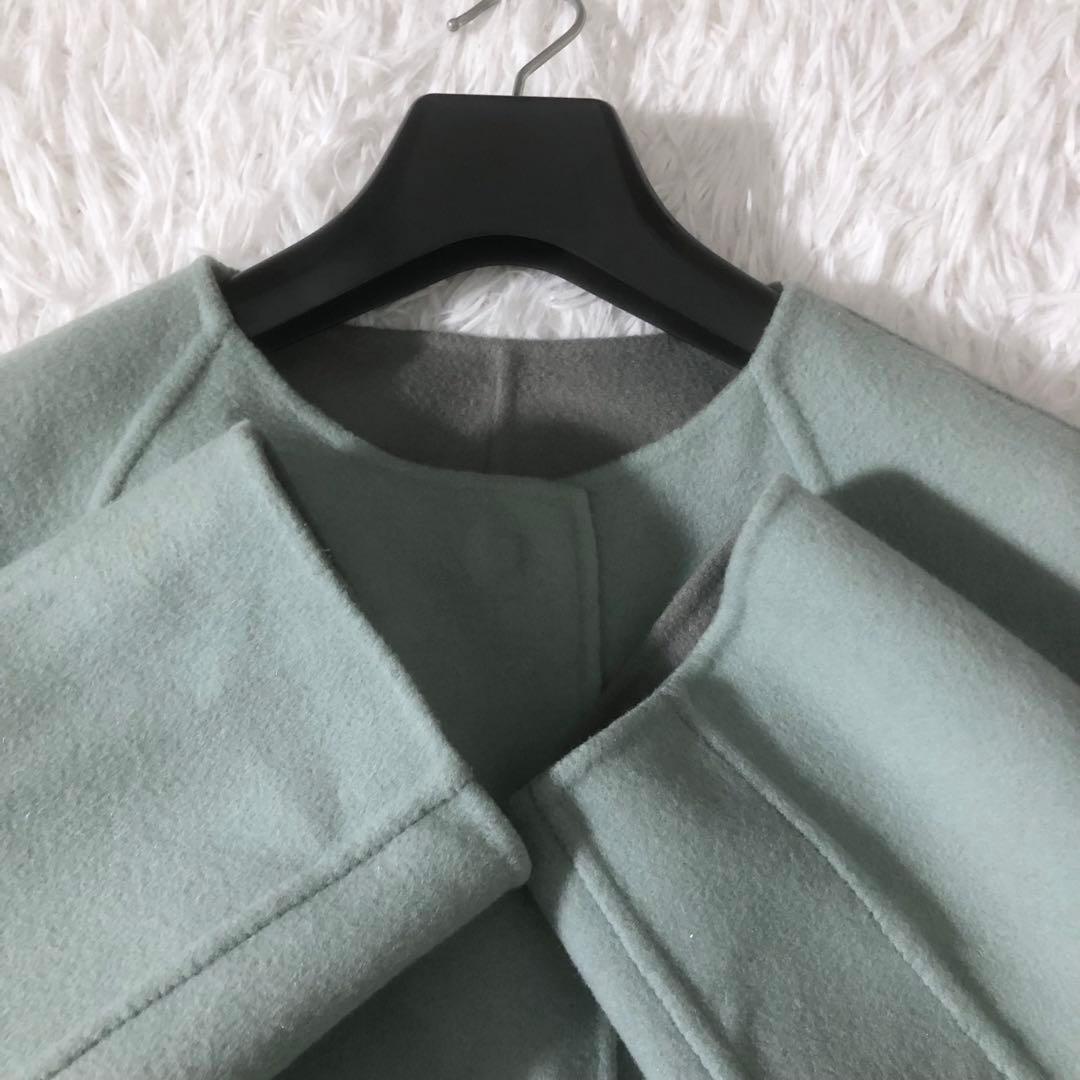 美品 ADORE ２ＴＯＮＥリバーコート ストール付き カシミヤ混 リバーシブル