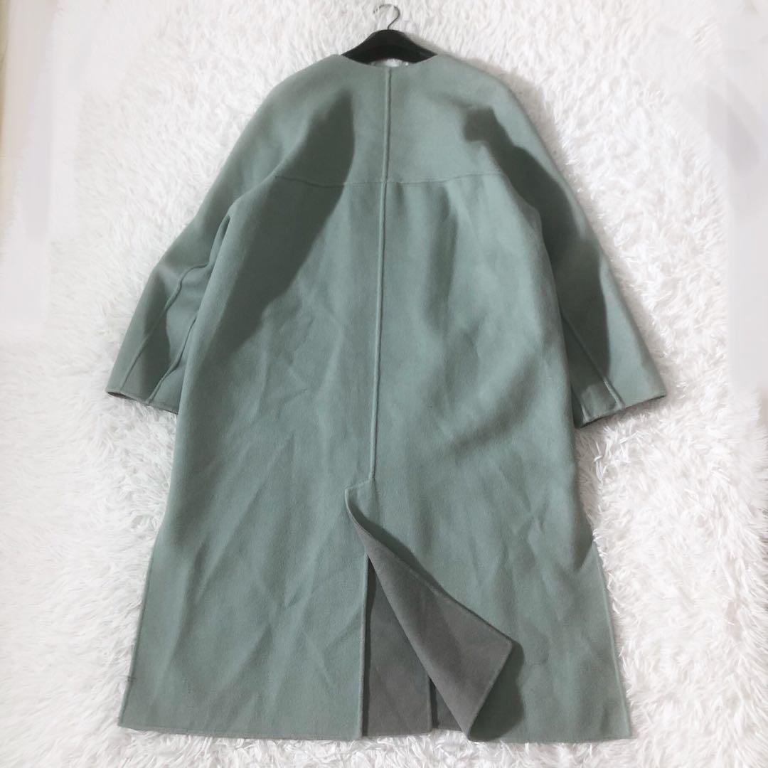 美品 ADORE ２ＴＯＮＥリバーコート ストール付き カシミヤ混 リバーシブル